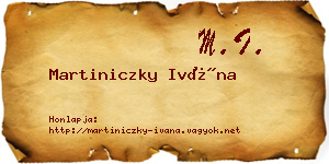 Martiniczky Ivána névjegykártya